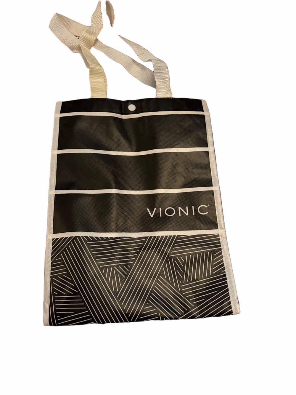 Vionic Black White Graphic Stripe Tote